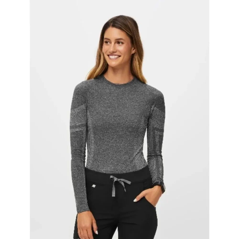 Like New! FIGS Salta Seamless Long Sleeve Underscrub Graphite Size S